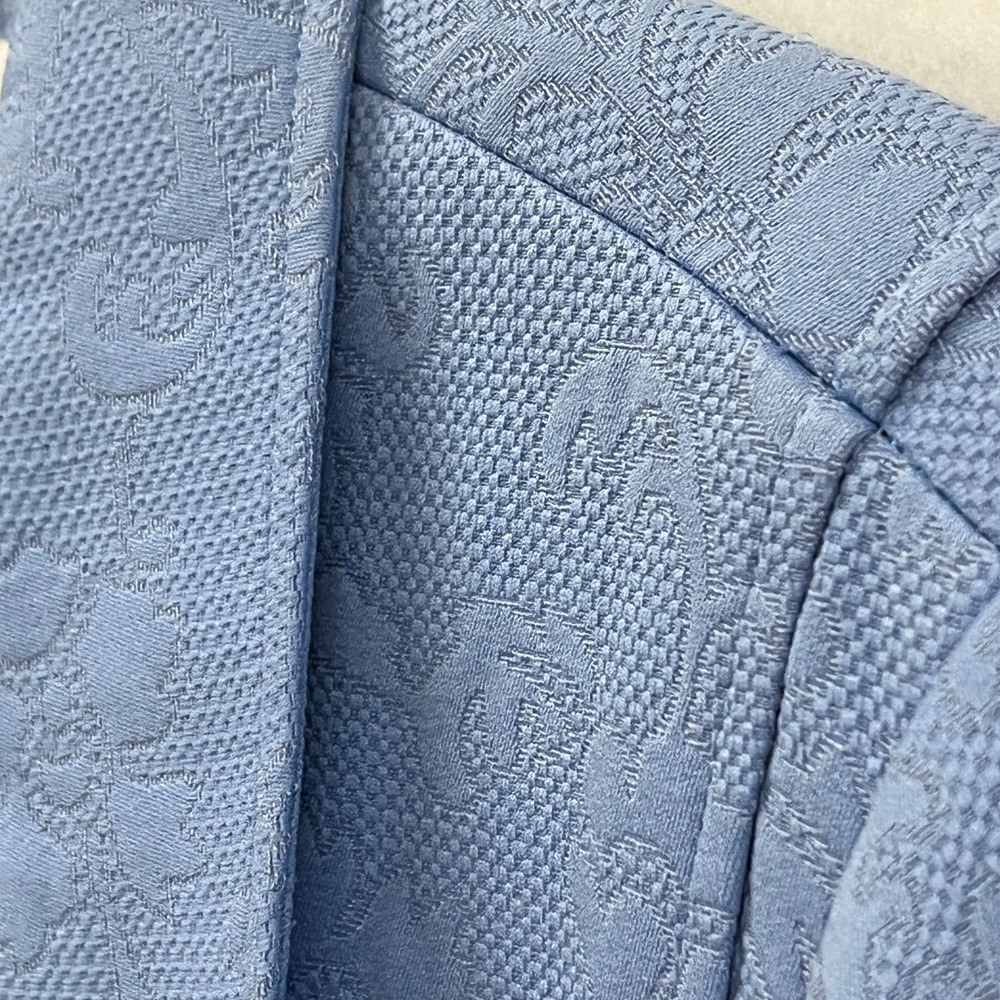 Sag Harbor Jacket Womens 16 Blue Floral Jacquard Peter Pan Collar Button Front - Picture 8 of 10